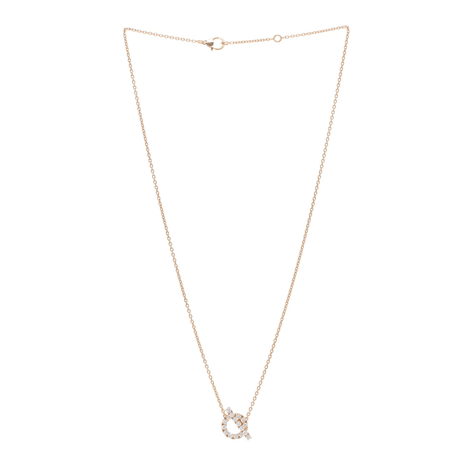 Hermes 18K Rose Gold Diamond Finesse Pendant Necklace 3 of 5