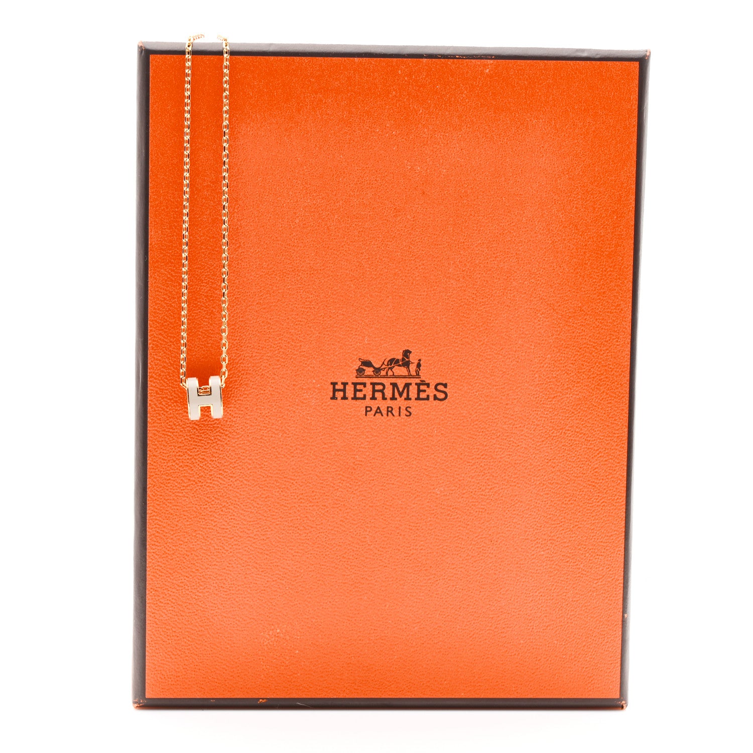 Hermes Lacquered Gold Mini Pop H Pendant Necklace Marron Glace 7 of 7