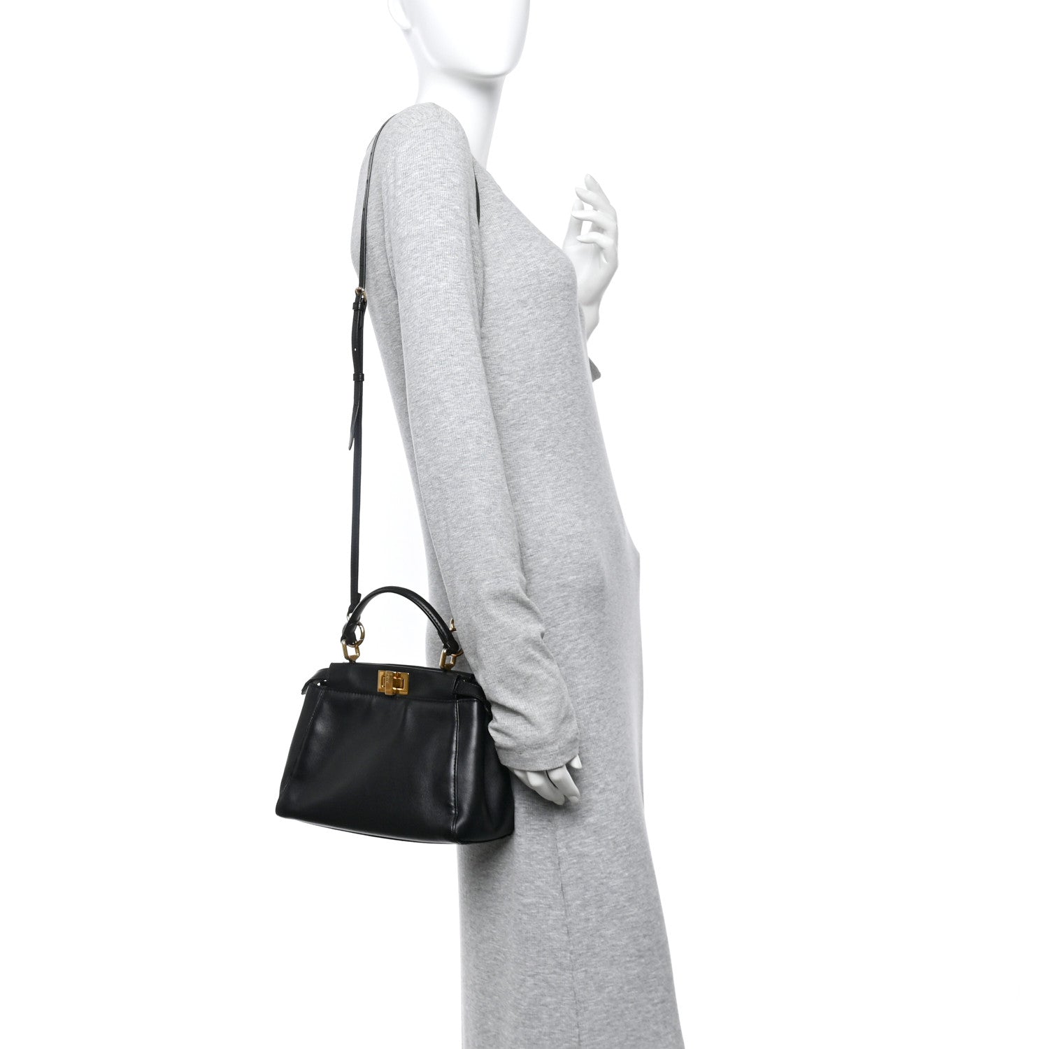 Fendi Nappa Mini Peekaboo Iconic Satchel Black 2 of 11