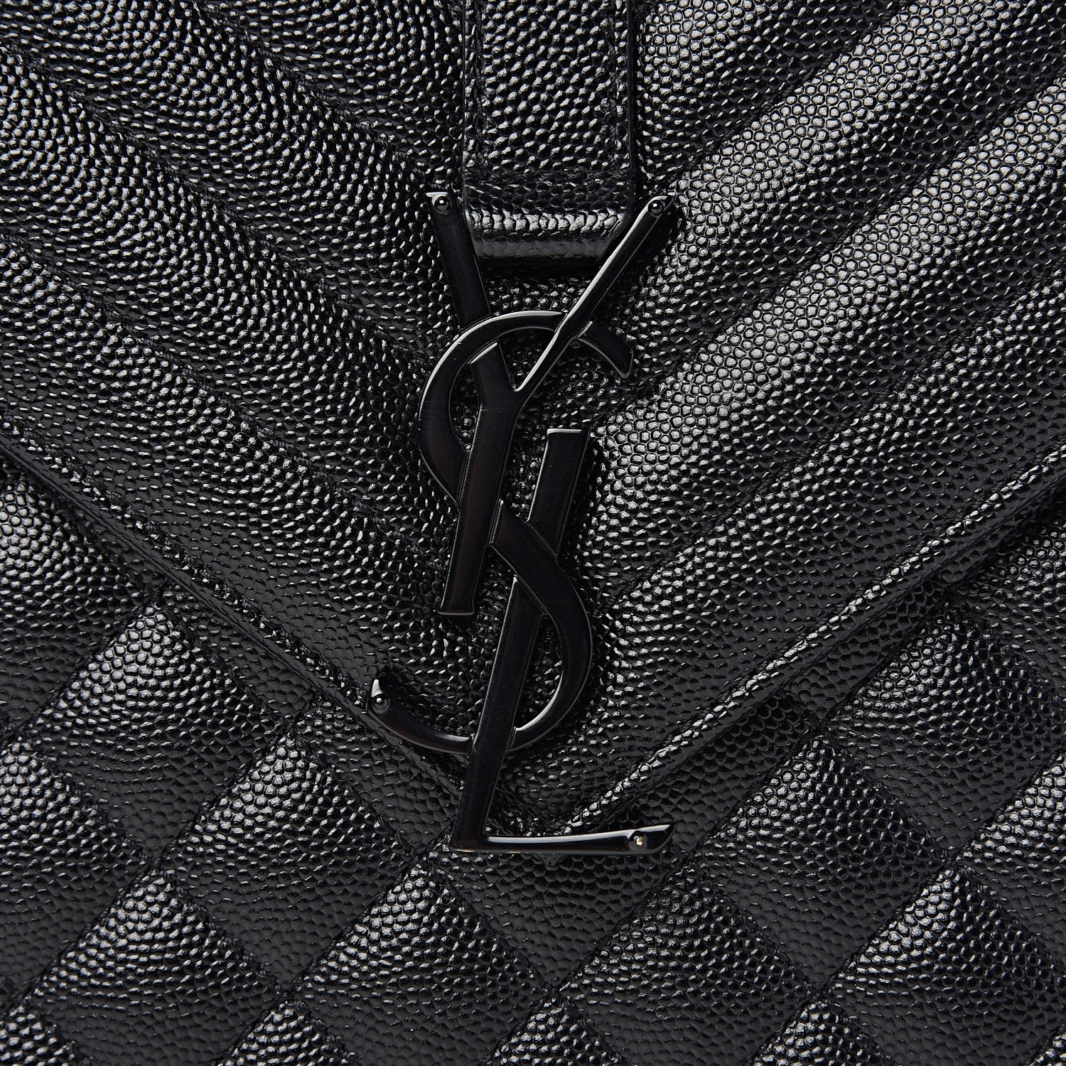 Saint Laurent Grain De Poudre Textured Mixed Matelasse Large Triquilt Monogram Monochrome Satchel Black 9 of 11