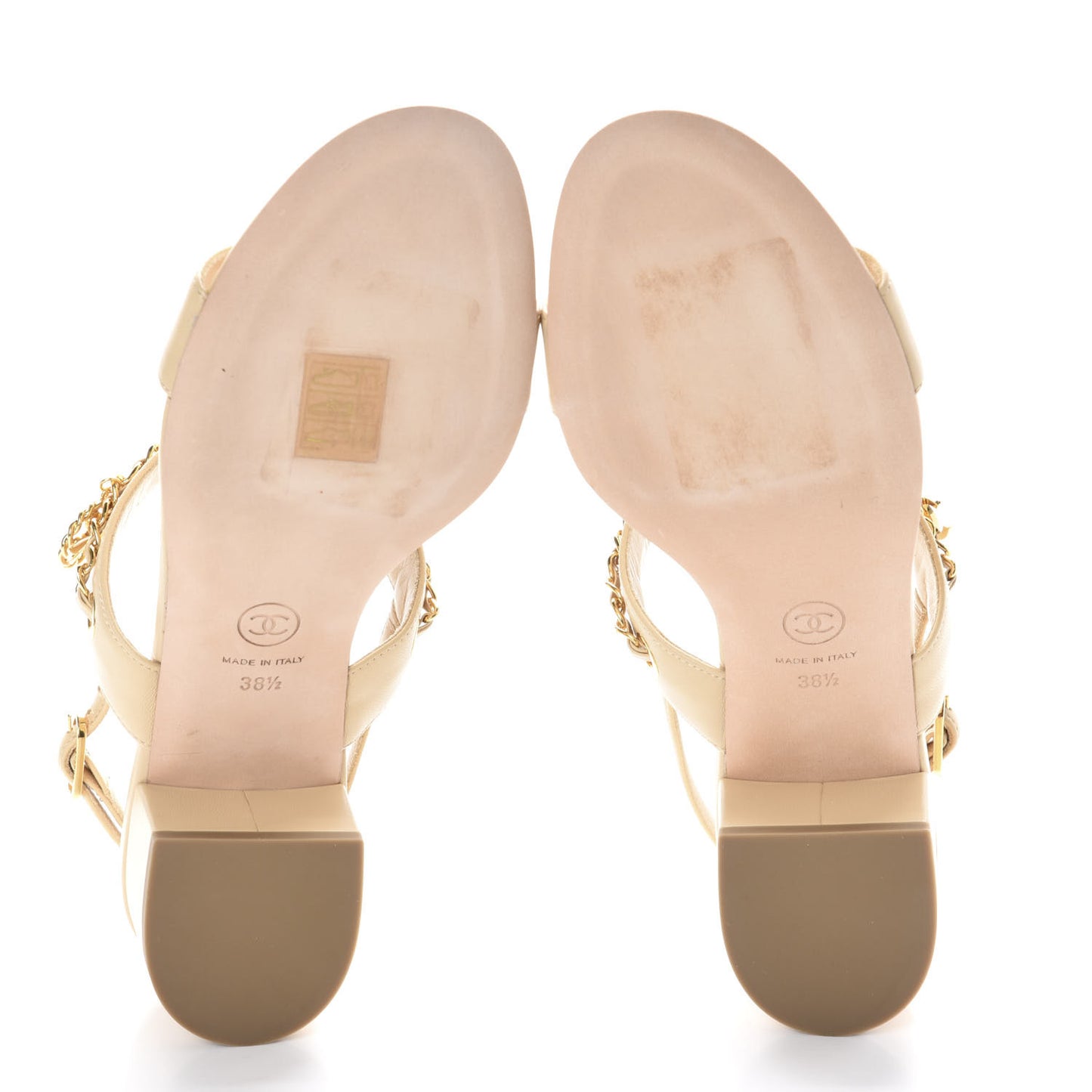 Lambskin Chain Clover Sandals 38.5 Beige