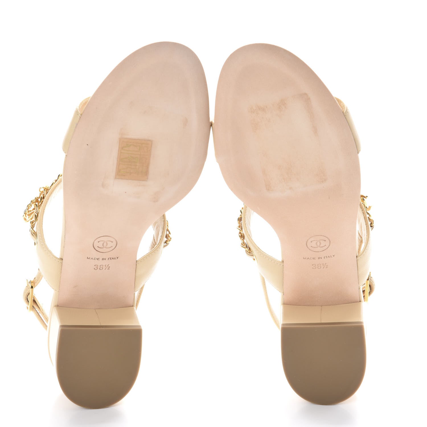 Chanel Lambskin Chain Clover Sandals 38.5 Beige 8 of 10