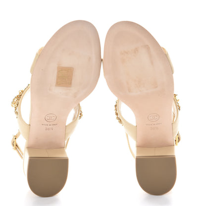 Chanel Lambskin Chain Clover Sandals 38.5 Beige 8 of 10