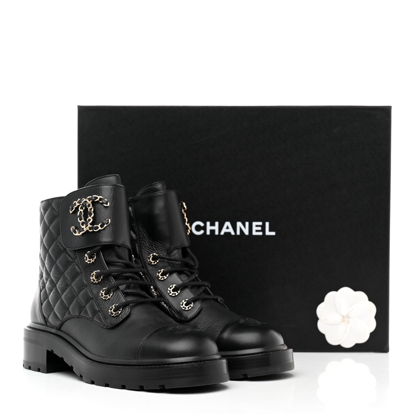 Shiny Goatskin Calfskin Quilted Lace Up Combat Boots 39 Black