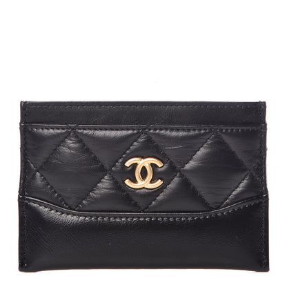 Chanel Aged Calfskin Quilted Gabrielle Card Holder Black 1 of 8