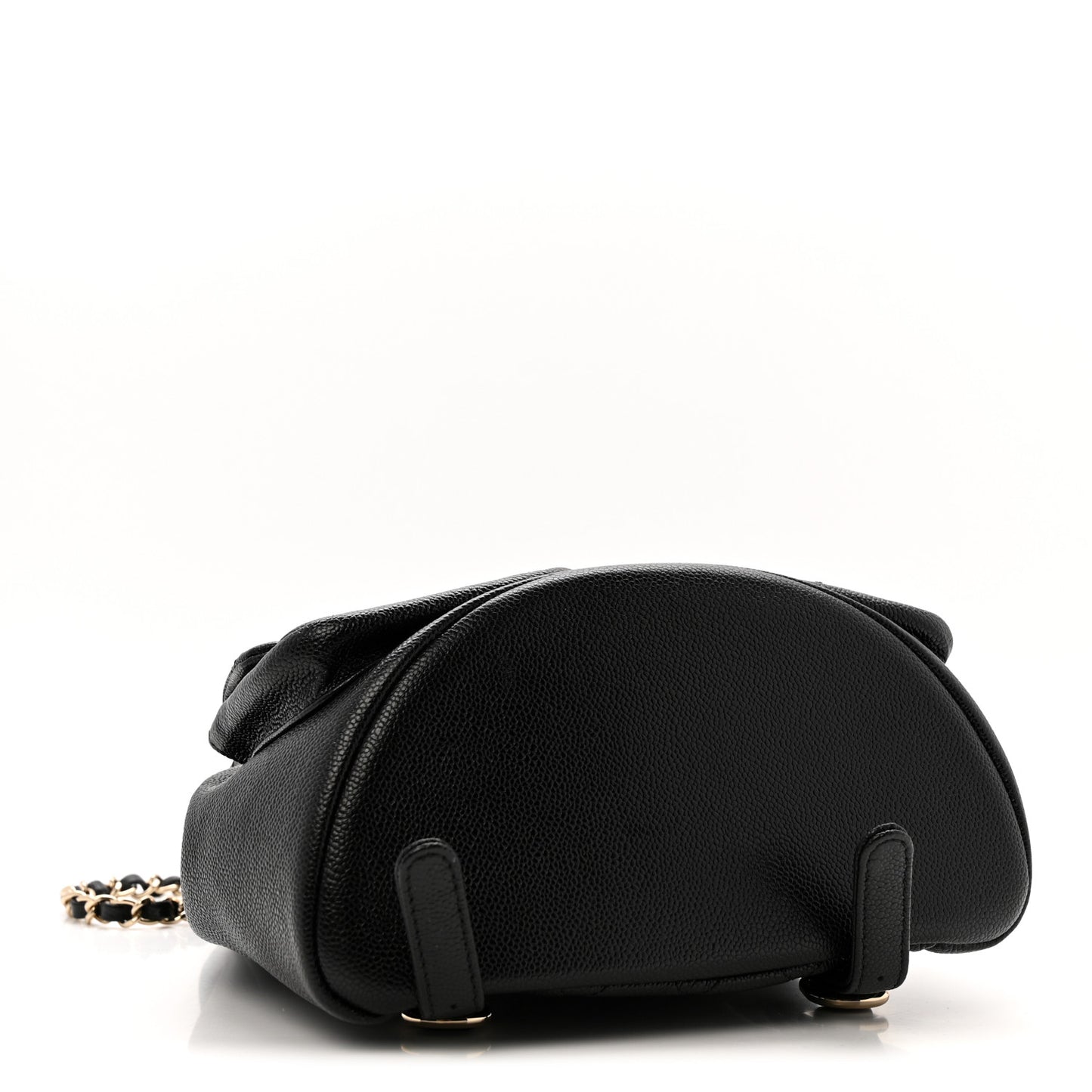 Shiny Caviar Quilted Medium Duma Pockets Drawstring Backpack Black