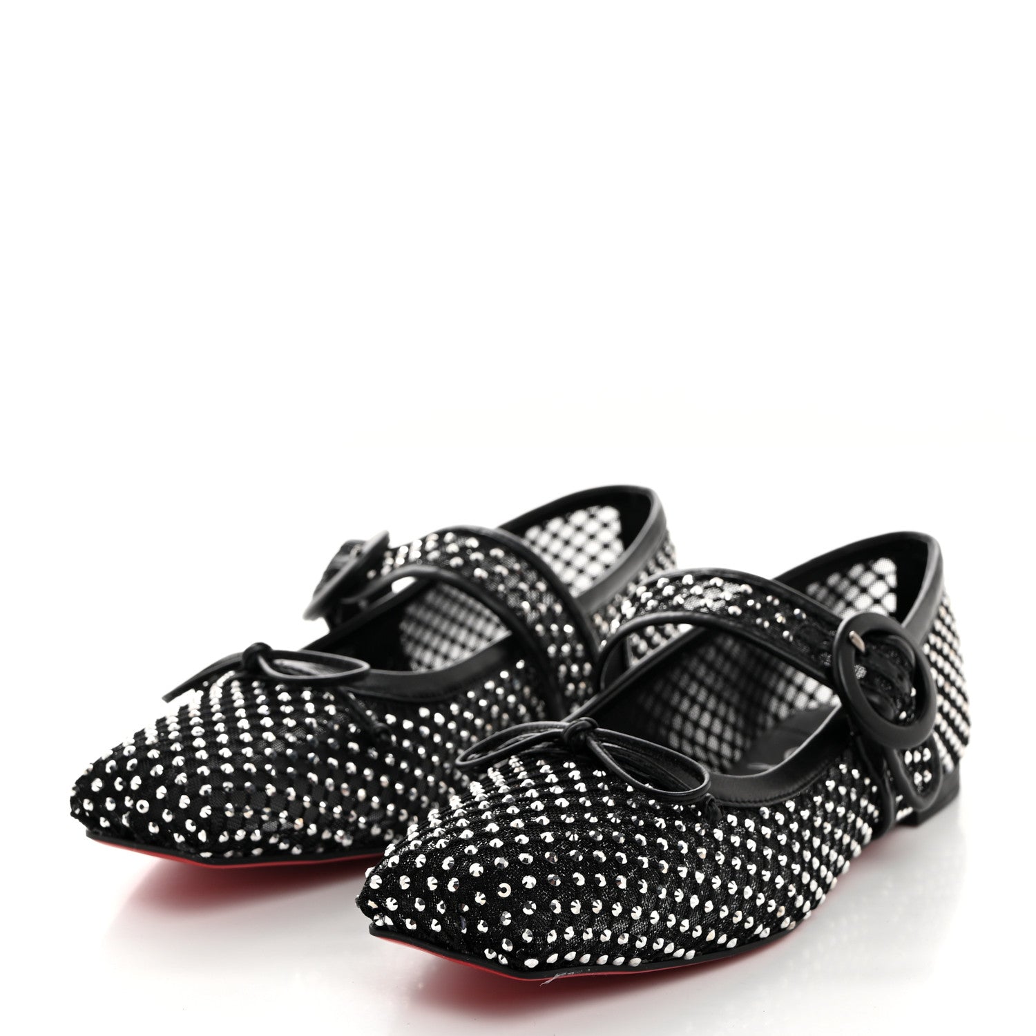 Christian Louboutin Crystal Mamastrapitina Strass Mesh Ballerina Flats 37.5 Black 3 of 8