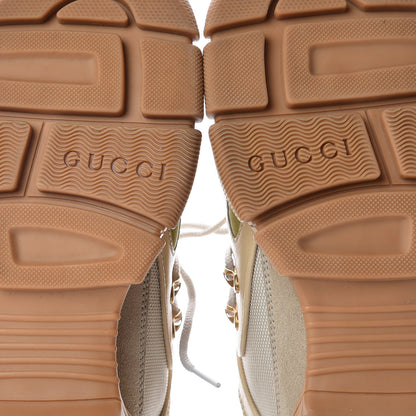 Gucci X SEGA Mesh Canvas Calfskin Removable Crystals Flashtrek Sneakers 41 Mystic White Oatmeal Sand Storm 6 of 9