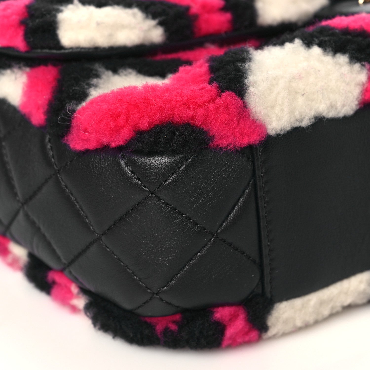 Chanel Lambskin Shearling Medium Flap Fuchsia Navy 8 of 9