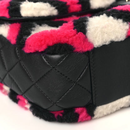 Chanel Lambskin Shearling Medium Flap Fuchsia Navy 8 of 9