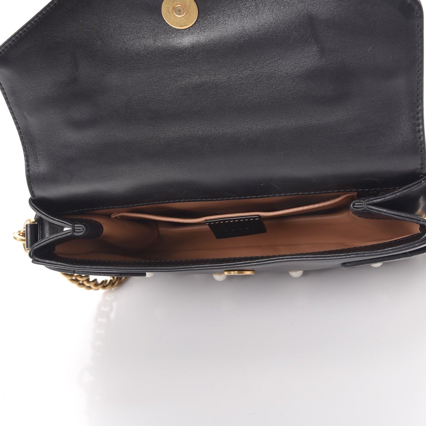 Nappa Pearl Studded Mini Queen Margaret Broadway Shoulder Bag Black
