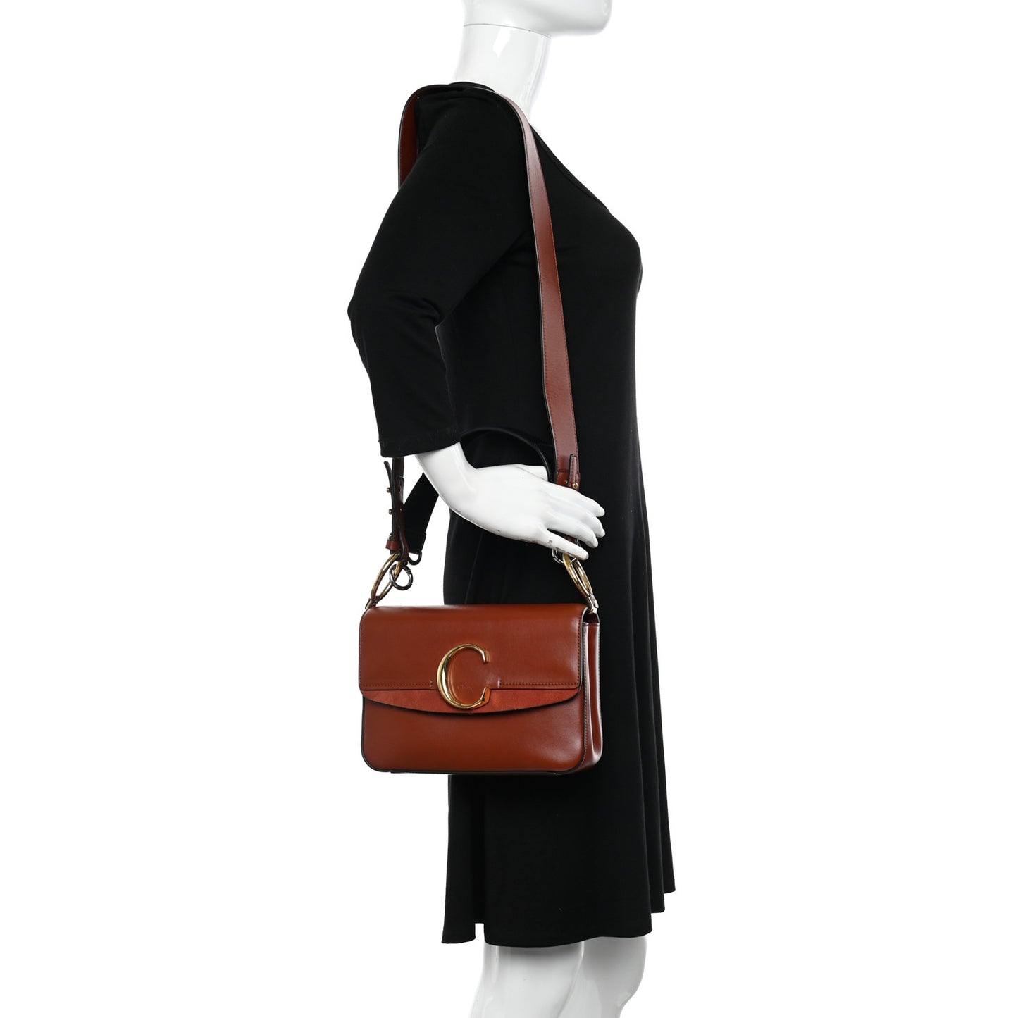 Calfskin Small C Double Carry Sepia Brown