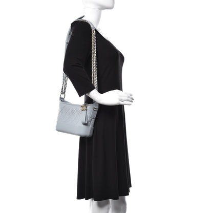 Chanel Aged Calfskin Quilted Small Gabrielle Hobo Light Blue 3 of 11