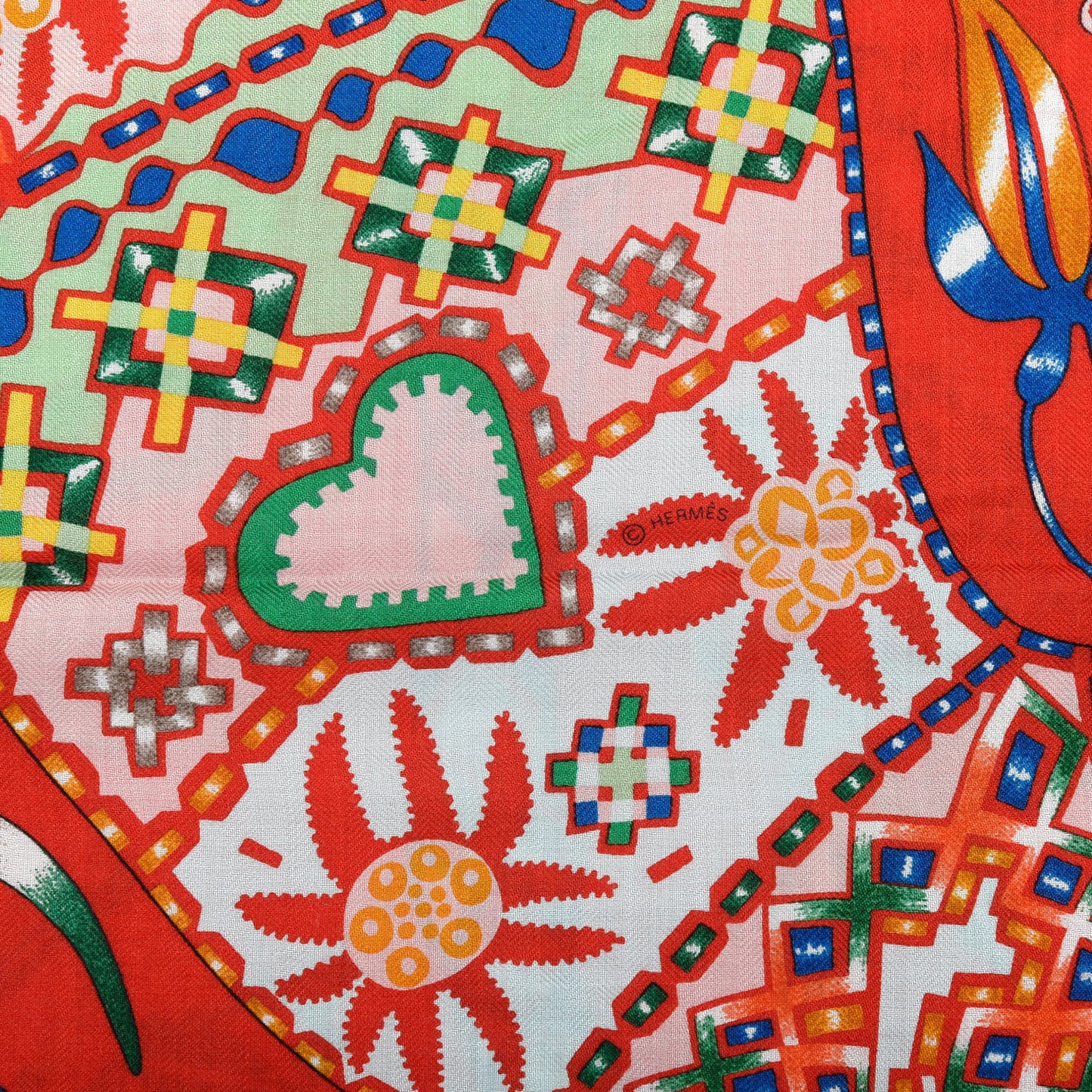 Cashmere Silk En Attendant Ulysse Shawl 140 Rouge Vert Multicolore