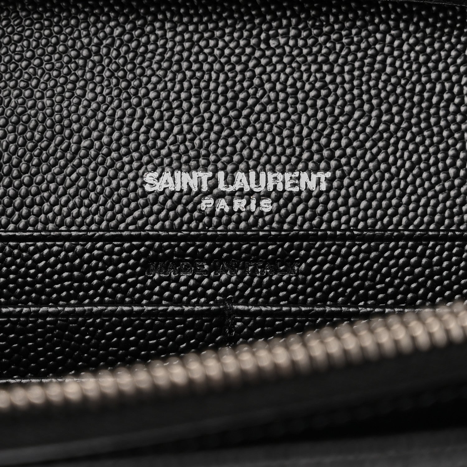 Saint Laurent Grain De Poudre Matelasse Chevron Monogram Chain Wallet Black 6 of 10
