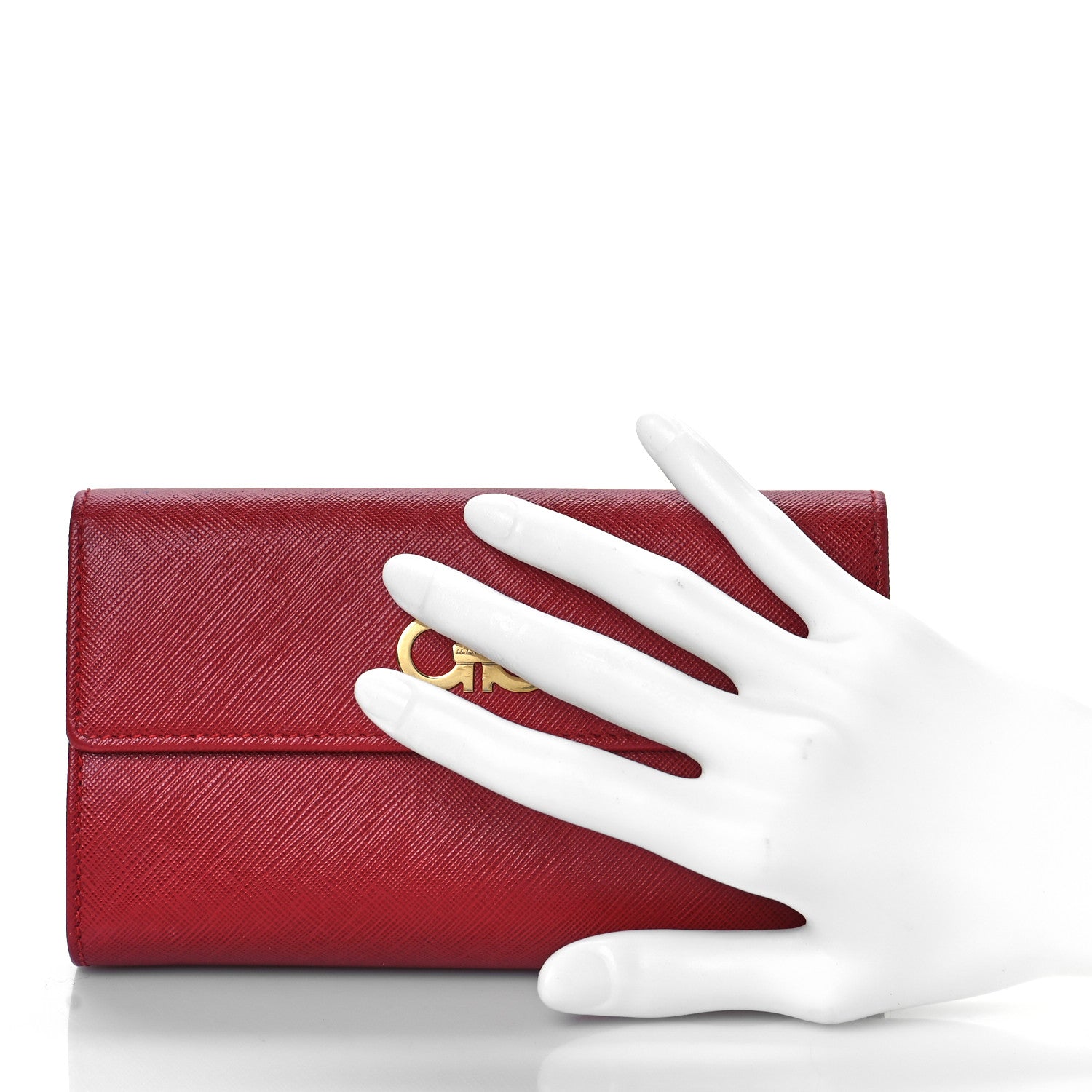 Salvatore Ferragamo Grained Calfskin Wallet Red 2 of 9
