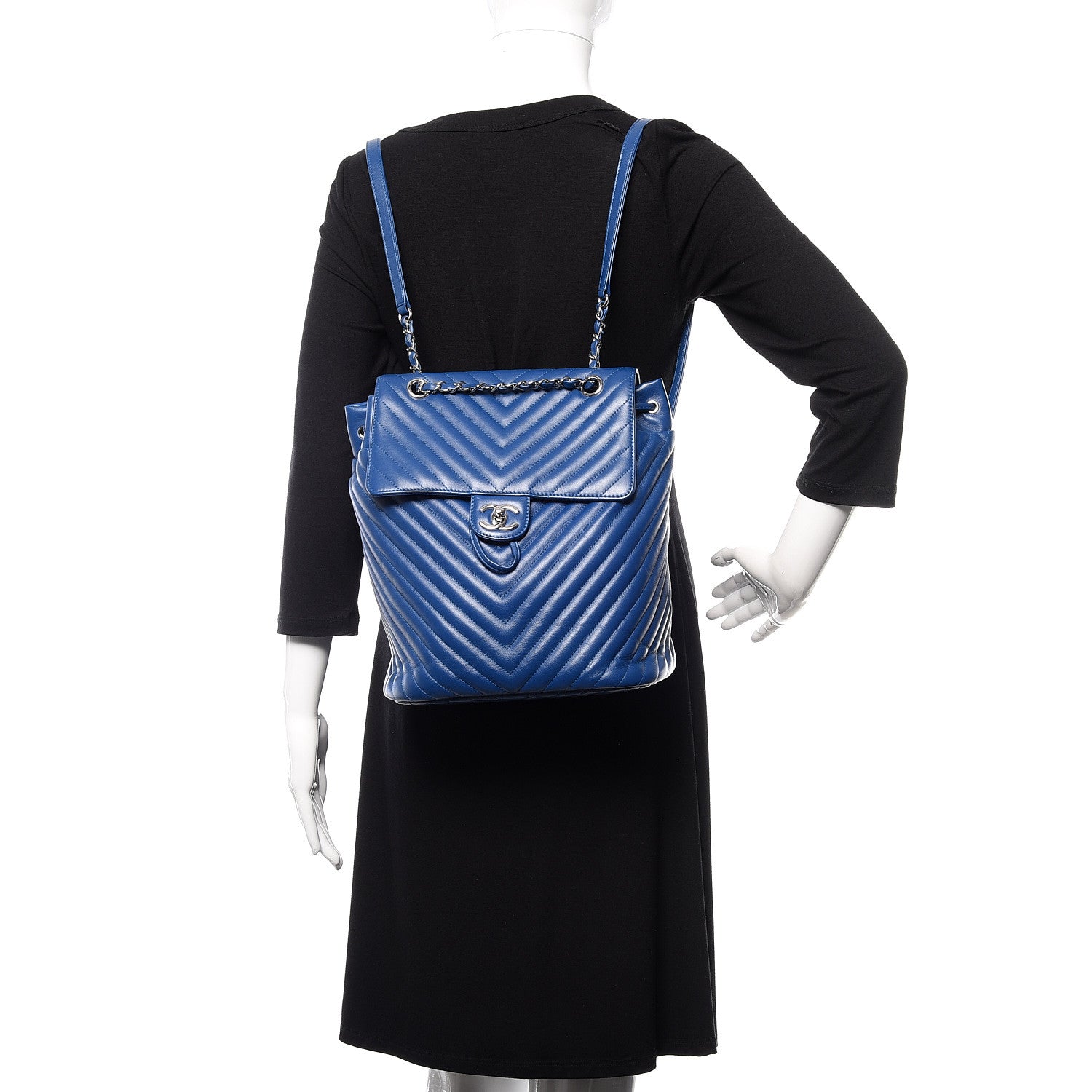 Chanel Calfskin Chevron Quilted Large Urban Spirit Backpack Blue 2 of 11
