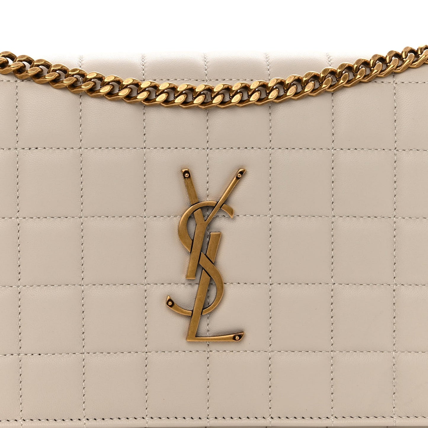 Lambskin Carre Quilted Cassandre Chain Wallet Blanc Vintage