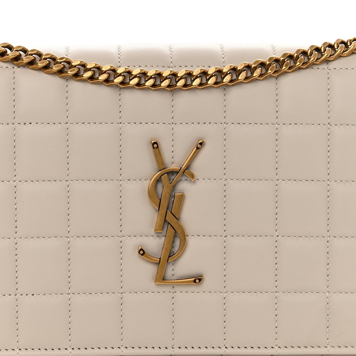Saint Laurent Lambskin Carre Quilted Cassandre Chain Wallet Blanc Vintage 7 of 9