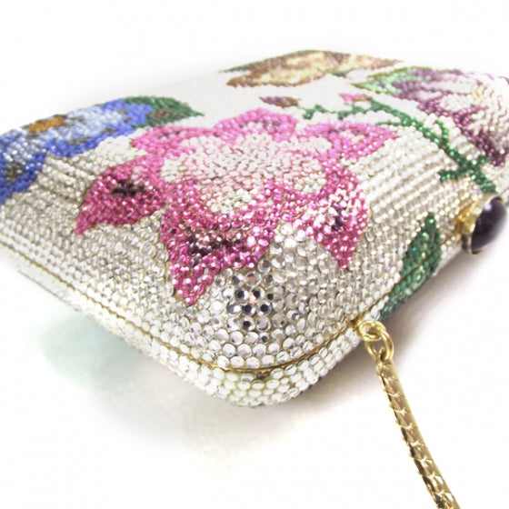 Swarovski Crystal Floral Minaudiere Clutch