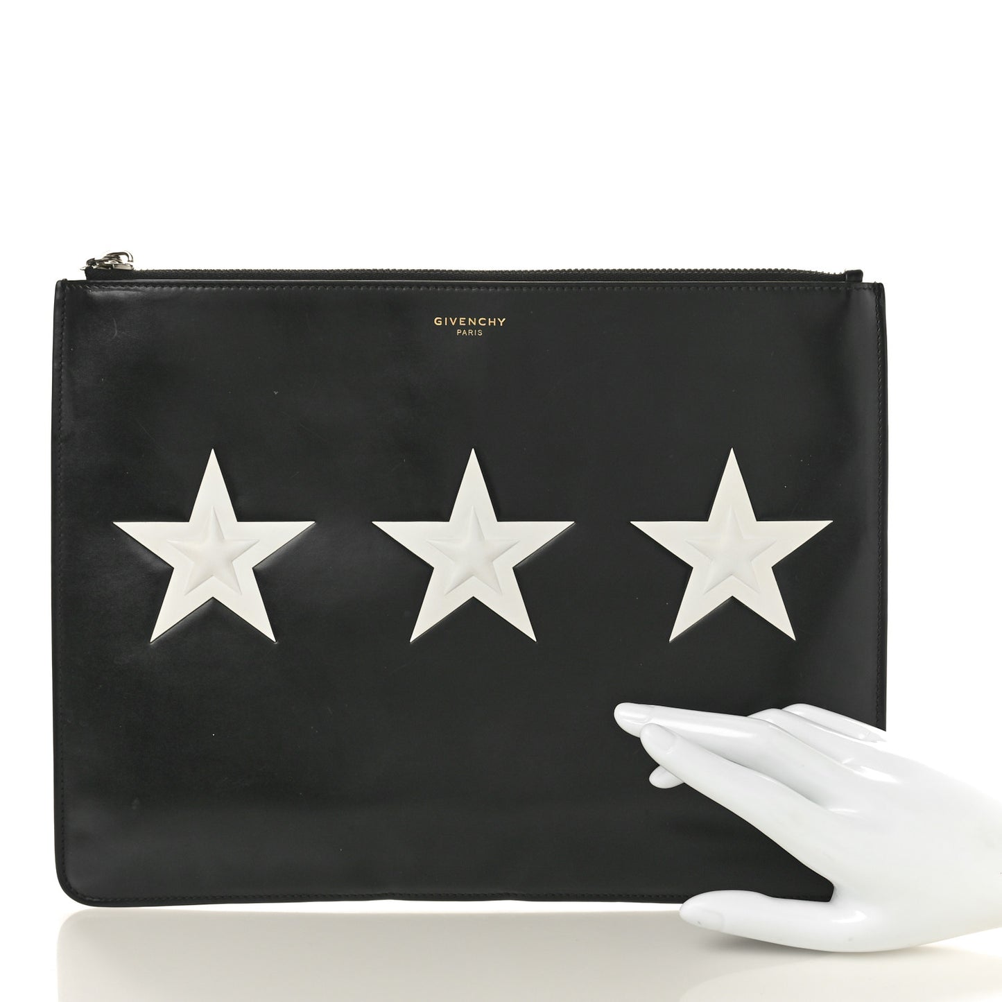 Smooth Calfskin Large Star Pouch Black