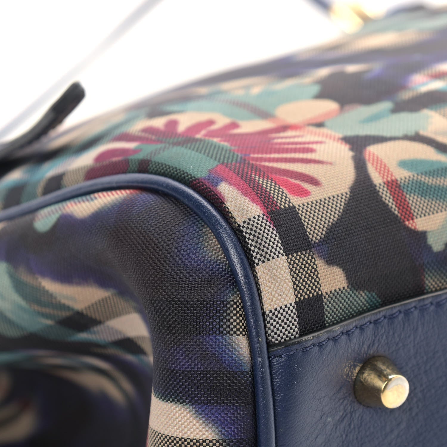 Burberry Haymarket Check Floral Print Small Canterbury Tote Mineral Blue 9 of 9