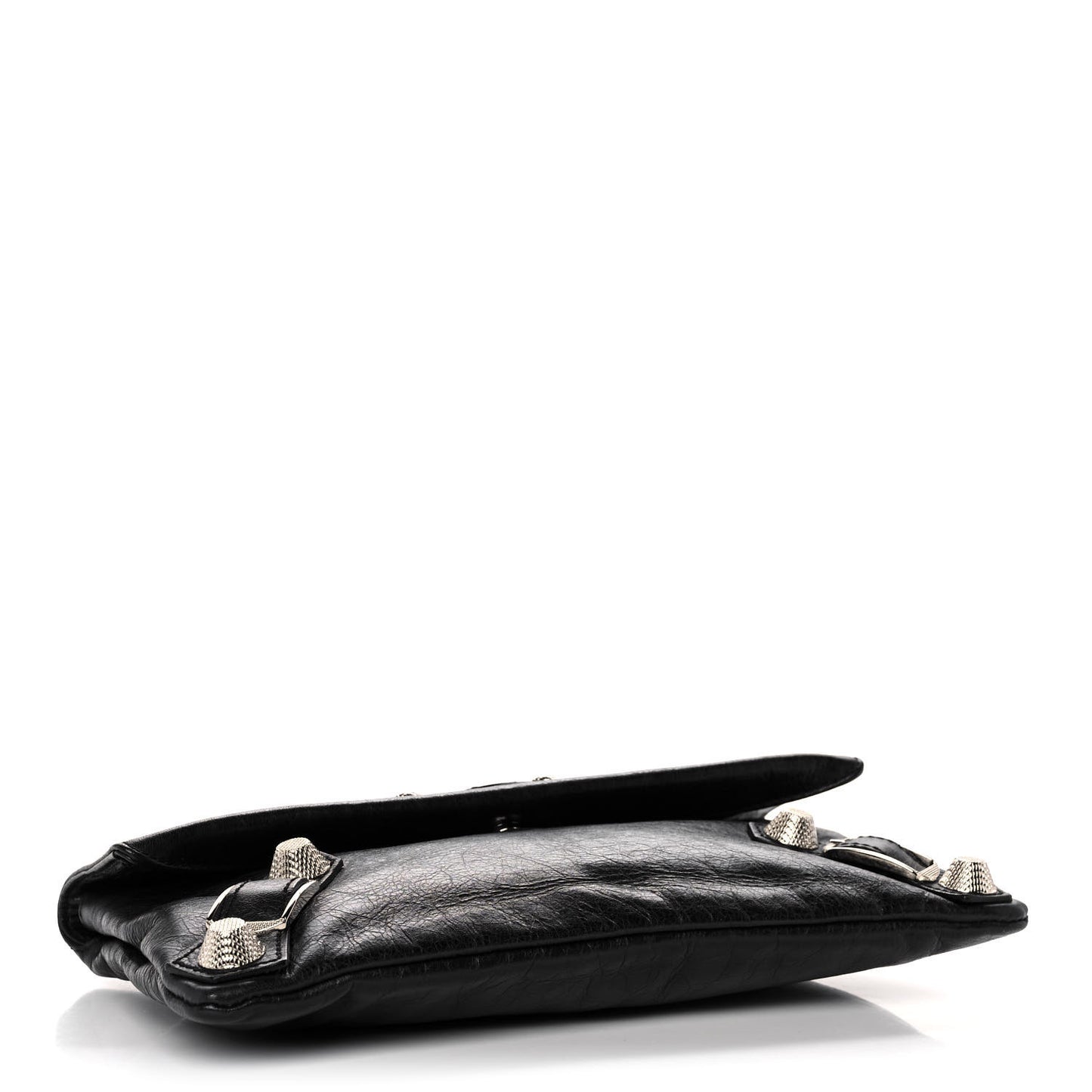 Agneau Giant 21 Silver Hardware Envelope Clutch Black