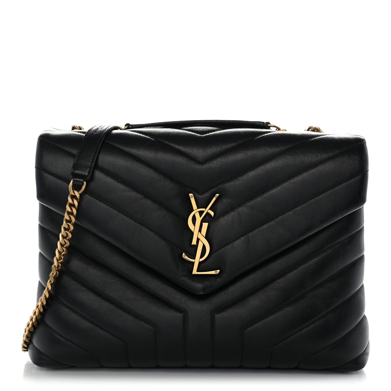 Saint Laurent Calfskin Y Quilted Monogram Medium Loulou Chain Satchel Black 1 of 11