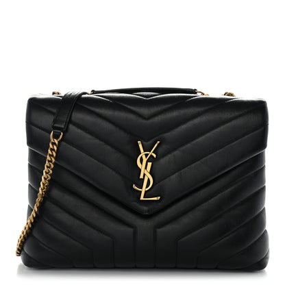 Saint Laurent Calfskin Y Quilted Monogram Medium Loulou Chain Satchel Black 1 of 11