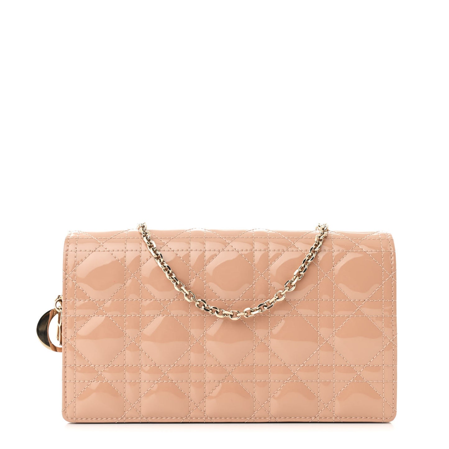 Patent Cannage Lady Dior Chain Wallet Rose Clair