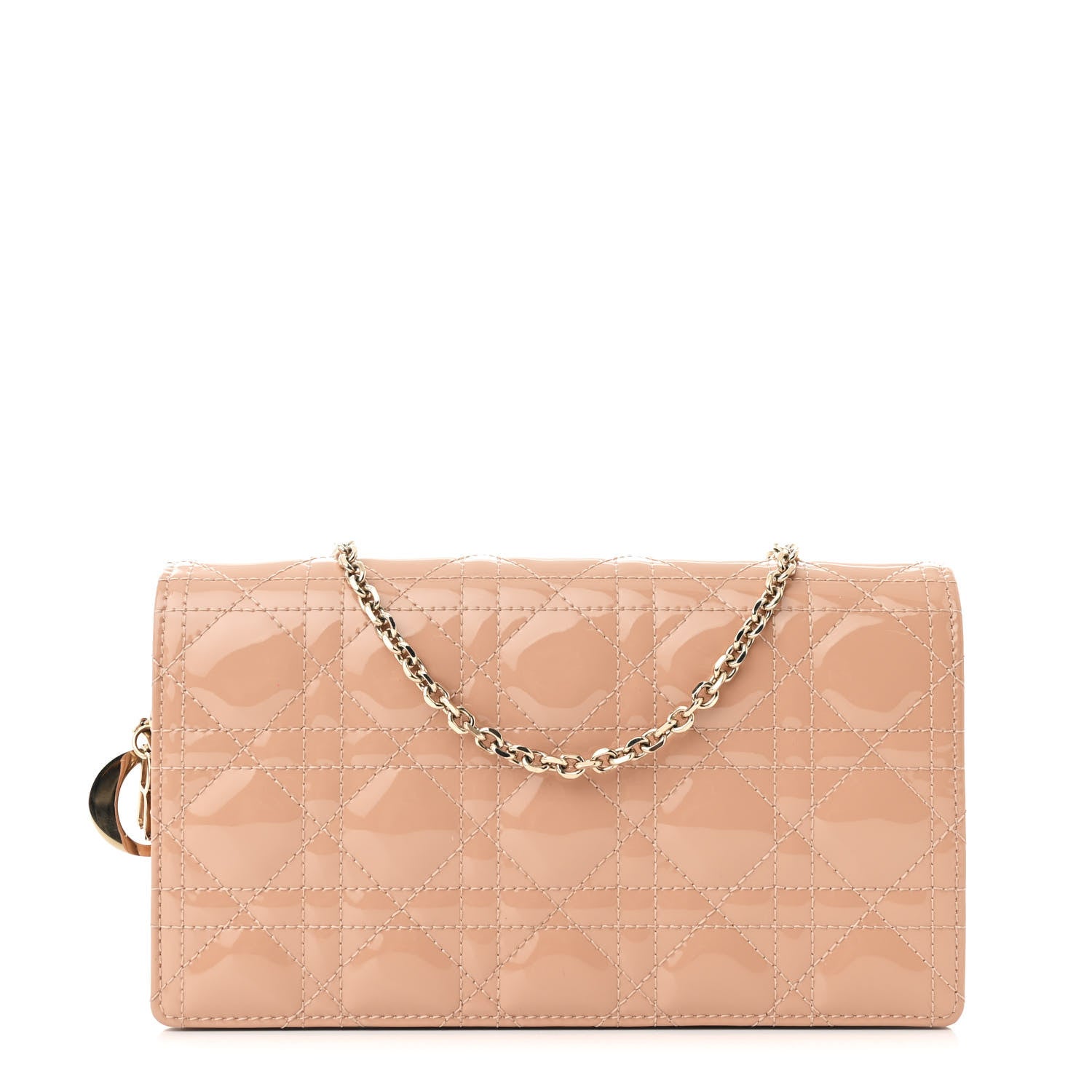 Christian Dior Patent Cannage Lady Dior Chain Wallet Rose Clair 1 of 15