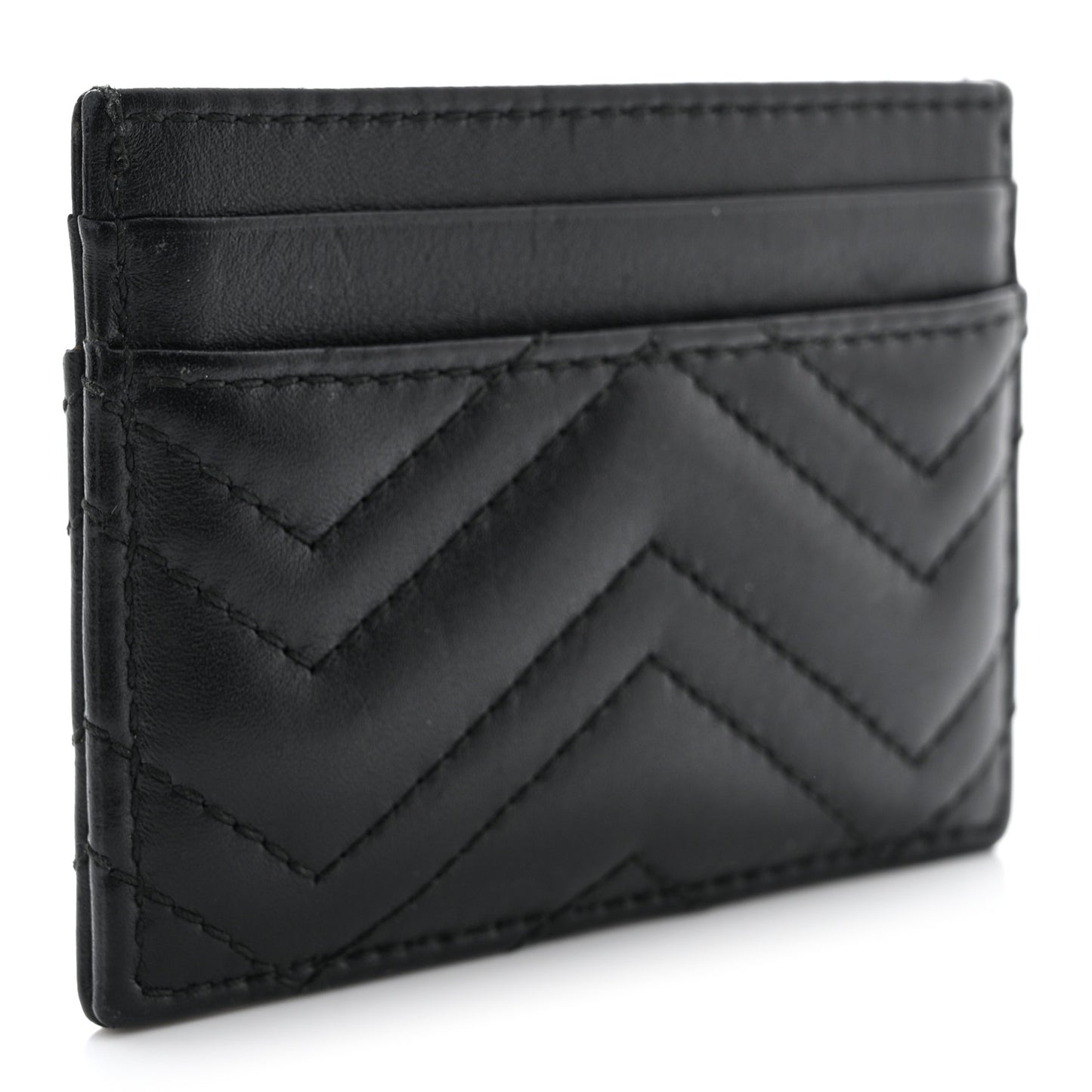 Calfskin Matelasse GG Marmont Card Holder Black