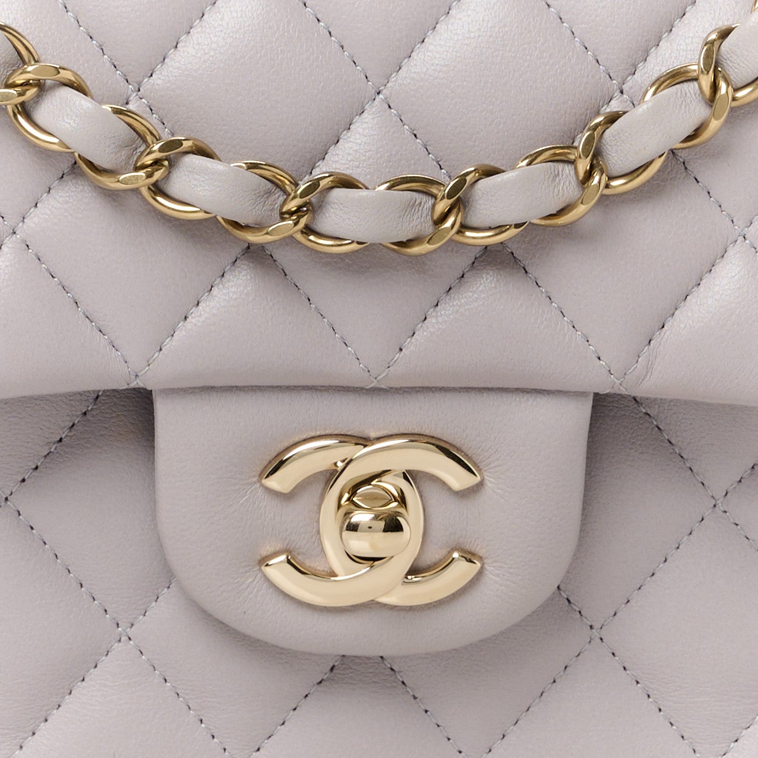 Chanel Lambskin Quilted Small Double Flap Light Grey 9 of 15