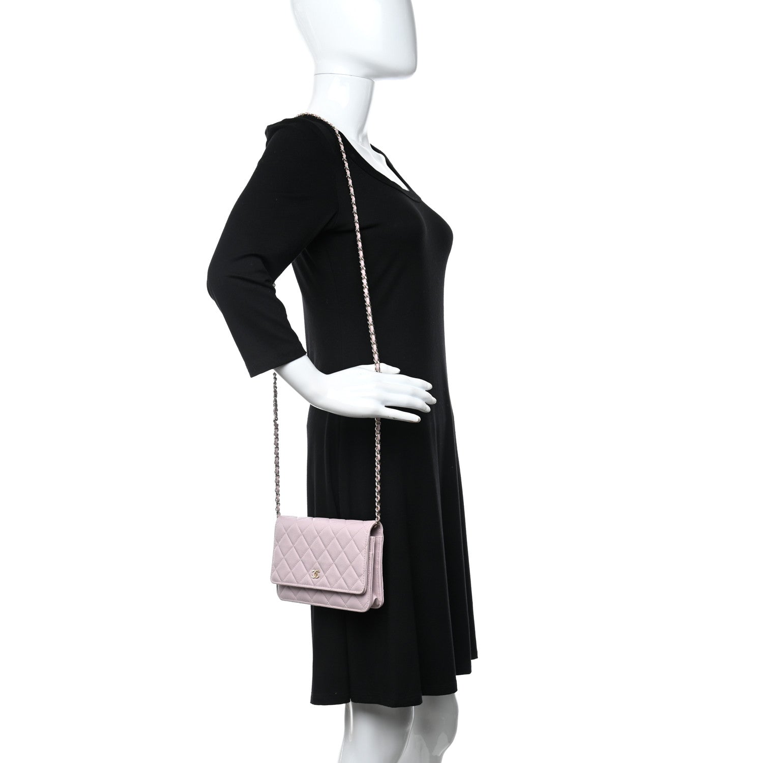 Chanel Caviar Quilted Wallet On Chain WOC Light Pink 2 of 19