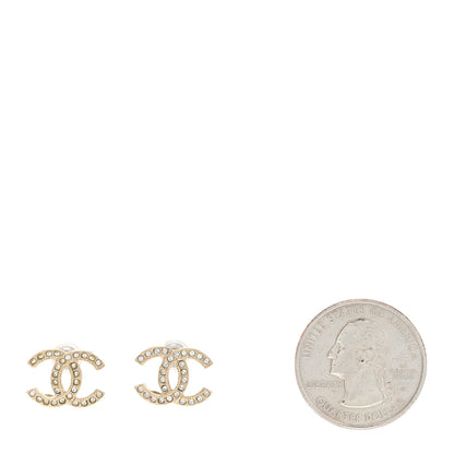 Chanel Crystal Mini Timeless CC Earrings Light Gold 2 of 4