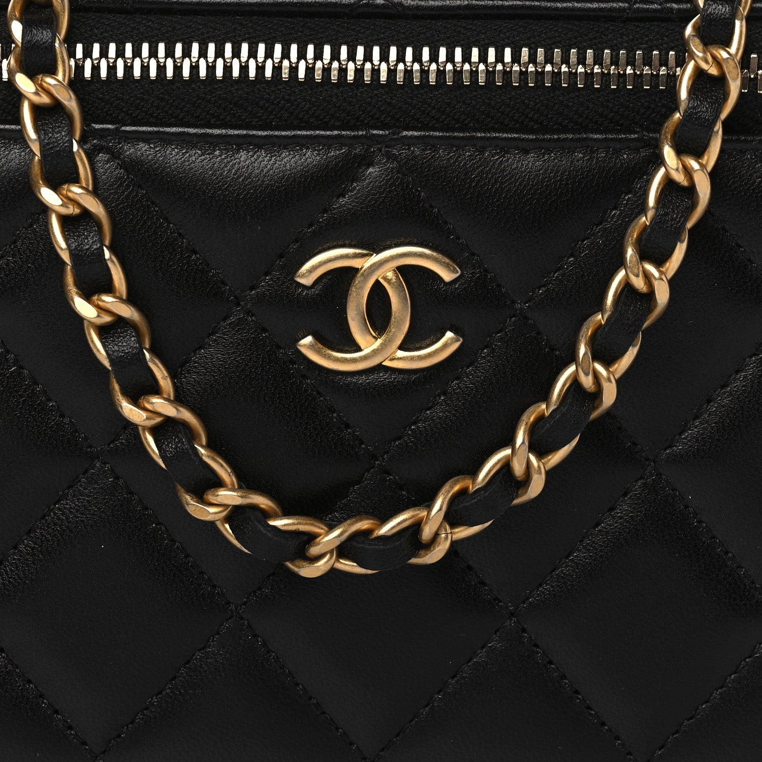 Chanel Lambskin Quilted Small Top Handle Vanity Case With Chain Black 8 of 11