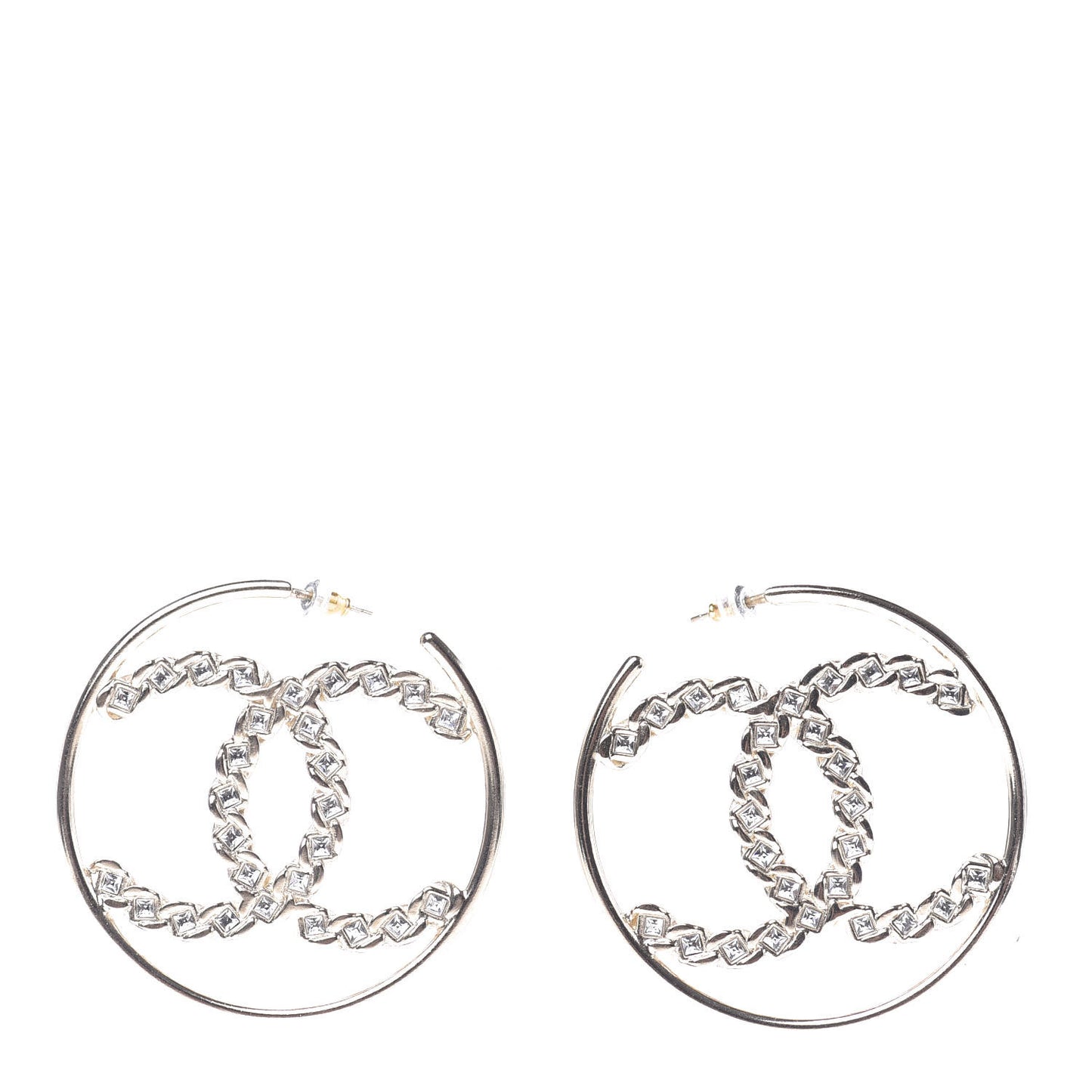 Crystal High Society CC Hoop Earrings Gold