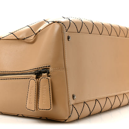 Chanel Calfskin Wild Stitch Duffel Bag Beige 9 of 15