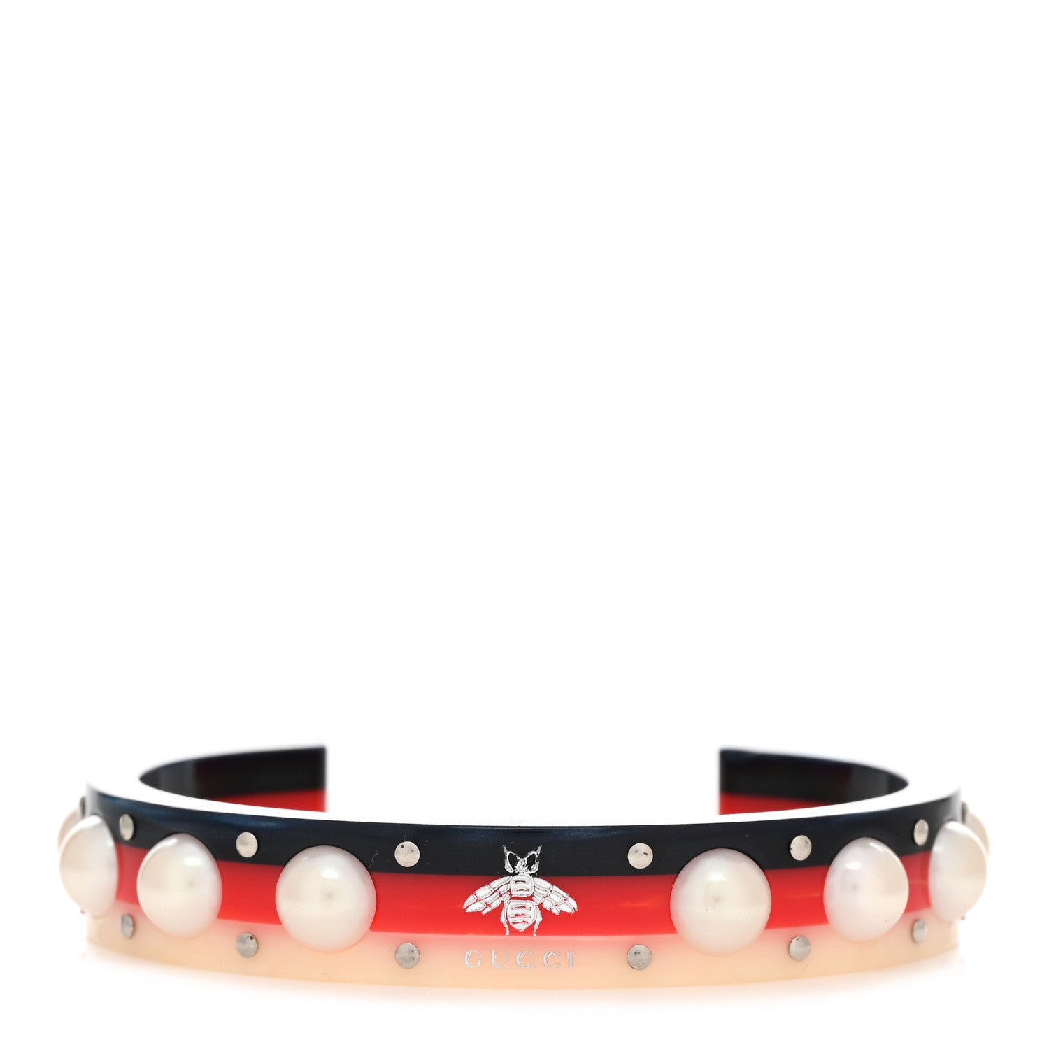 Gucci Web Pearl Cuff Blue Red 1 of 5
