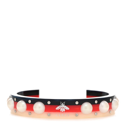 Gucci Web Pearl Cuff Blue Red 1 of 5