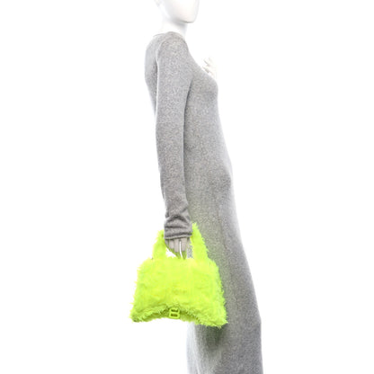 Balenciaga Faux Fur Medium Fluffy Hourglass Top Handle Bag Fluo Yellow 2 of 9
