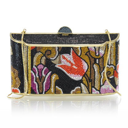 Judith Leiber Swarovski Crystal Floral Minaudiere Evening Clutch Bag 1 of 8