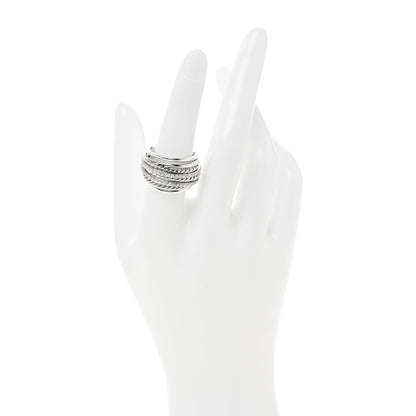 David Yurman Sterling Silver Diamond 16mm Wide Crossover Ring 55 7.25 2 of 5