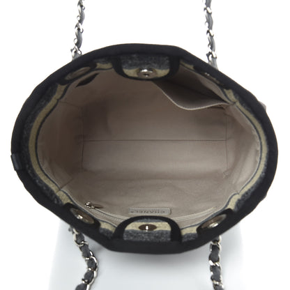 Chanel Striped Canvas Mini Deauville Tote Grey Black 5 of 10