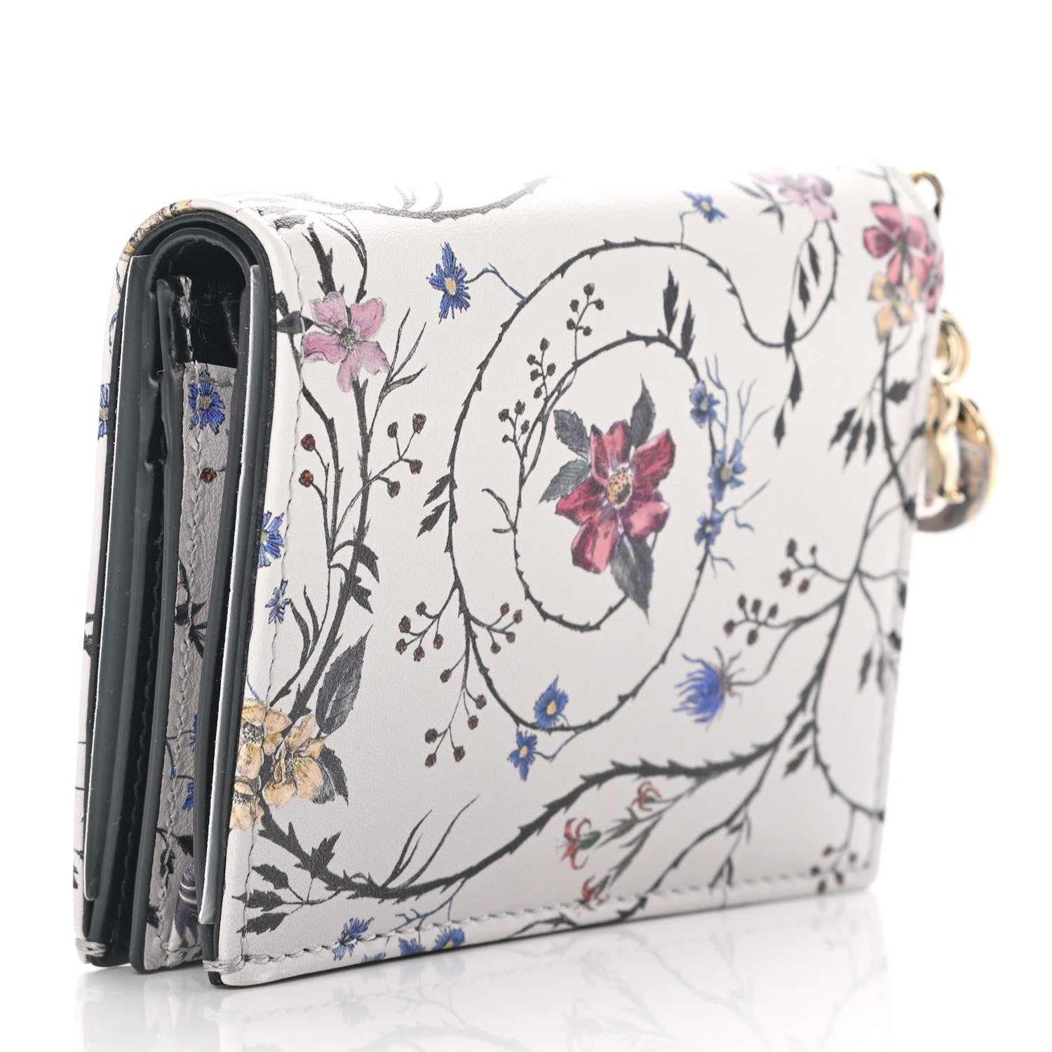 Christian Dior Calfskin Print Compact Wallet Multicolor 3 of 8