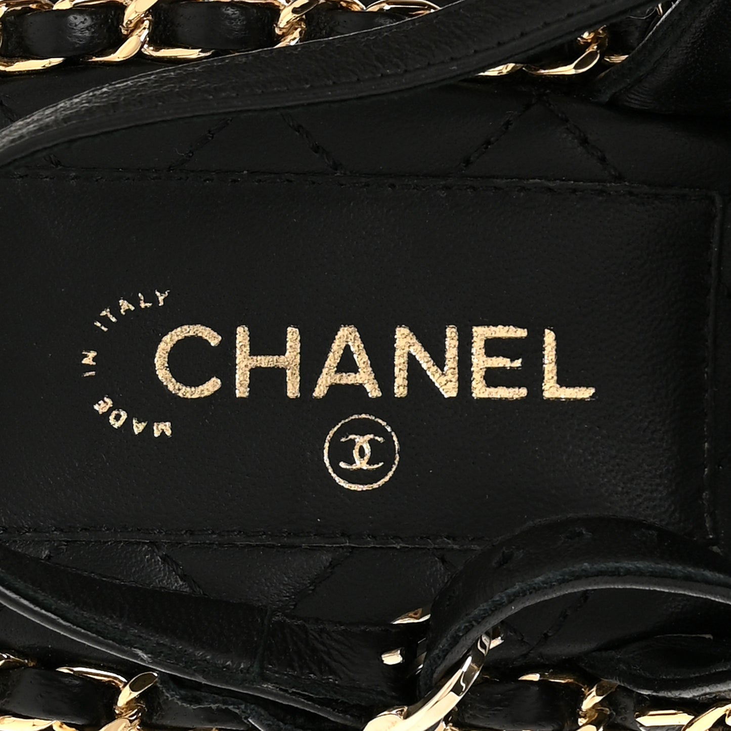 Lambskin Cork Chain Sandals 36 Black