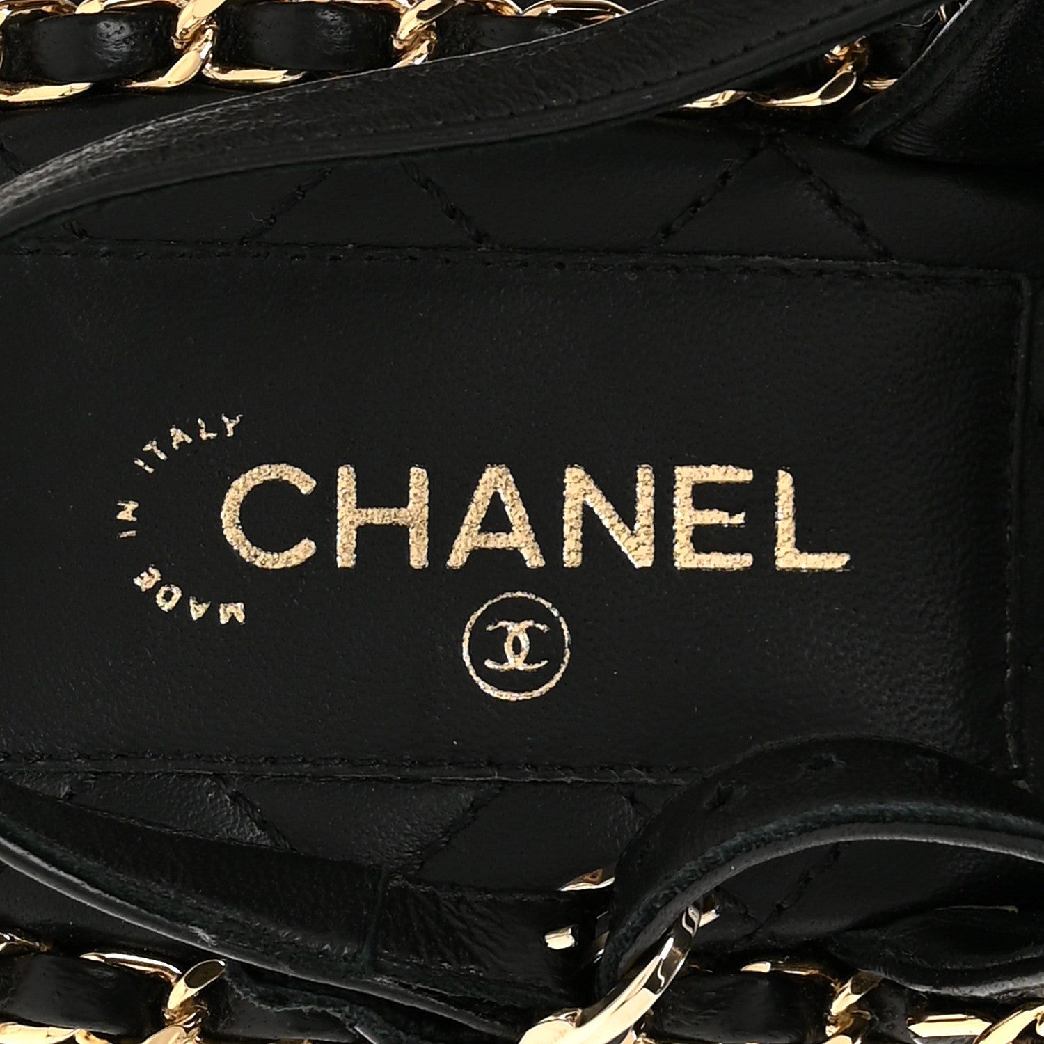 Chanel Lambskin Cork Chain Sandals 36 Black 7 of 9