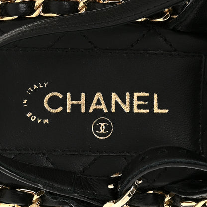 Chanel Lambskin Cork Chain Sandals 36 Black 7 of 9
