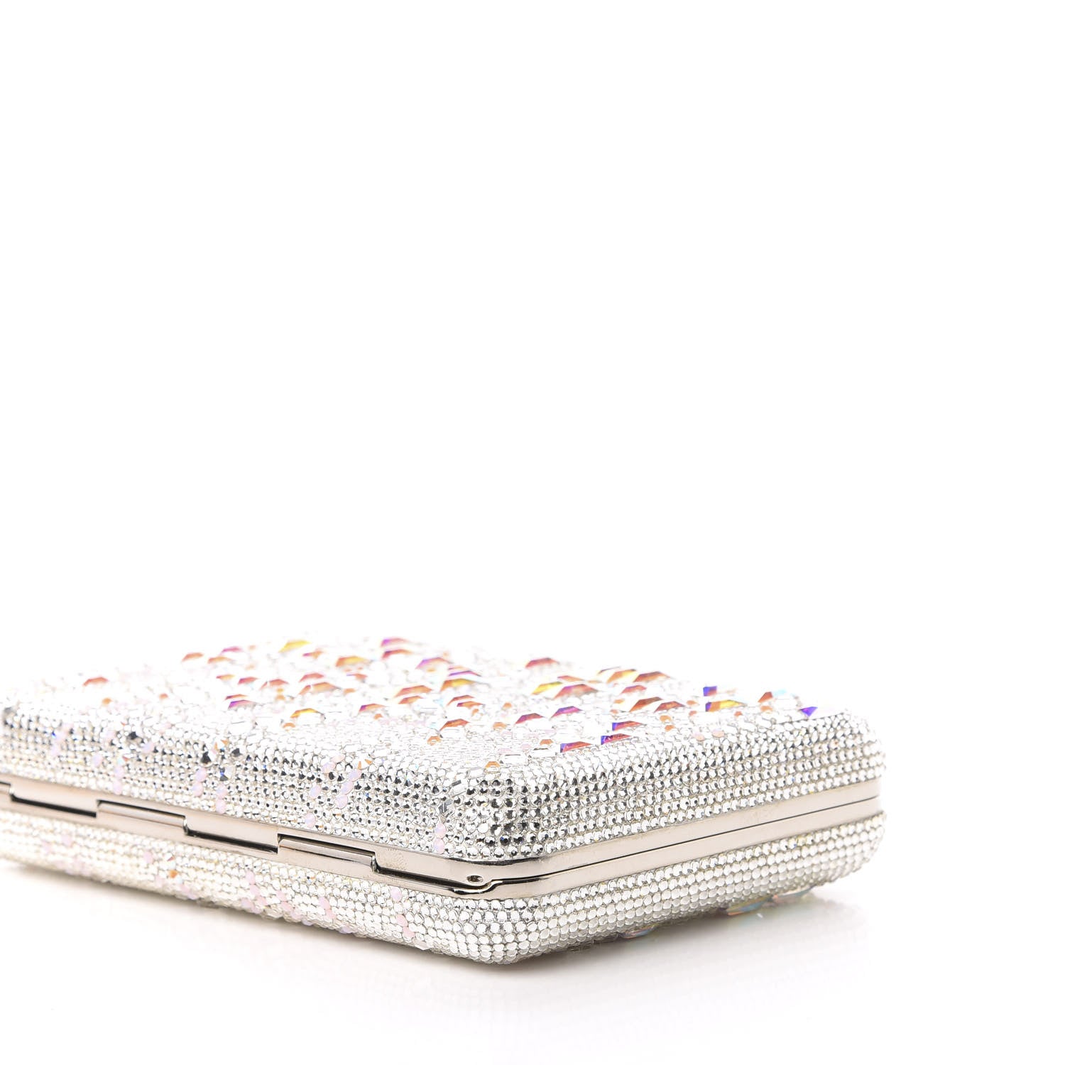 Judith Leiber Crystal Embellished Slim Slide Minaudiere Clutch Silver 7 of 12