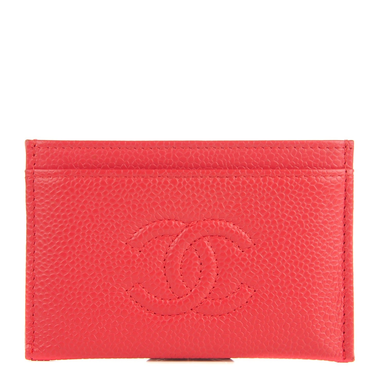 Chanel Caviar Timeless CC Card Holder Coral 1 of 8
